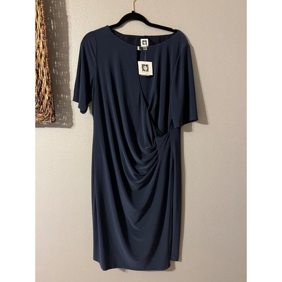 Anne Klein Dress 16 MaryEllen Navy Blue Short Sleeve Career Church NWT NEW - Picture 12 of 13